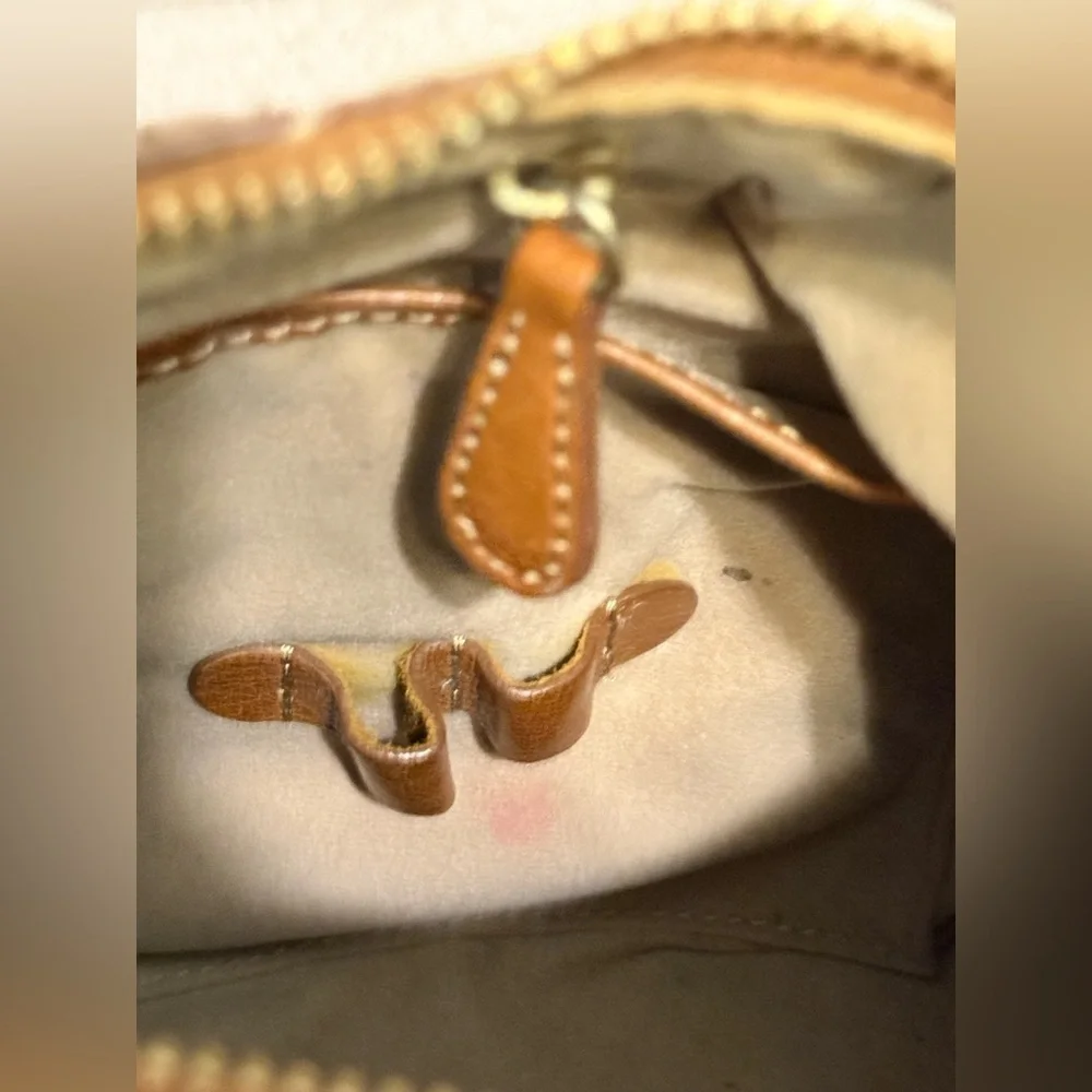 Brahmin Cream and Brown Croc-Embossed Leather Shoulder Bag